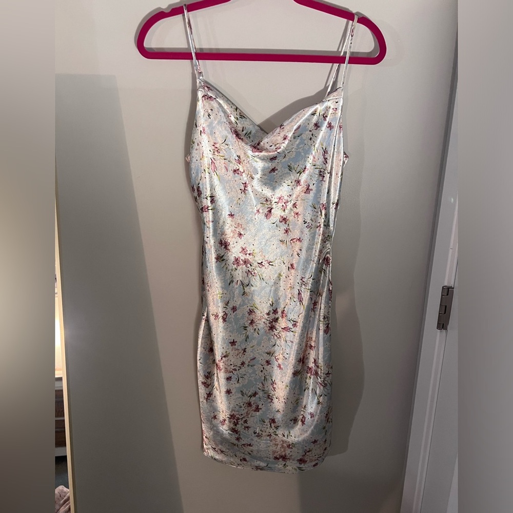 BCBGeneration Floral Slip Dress - Light Blue and Pink